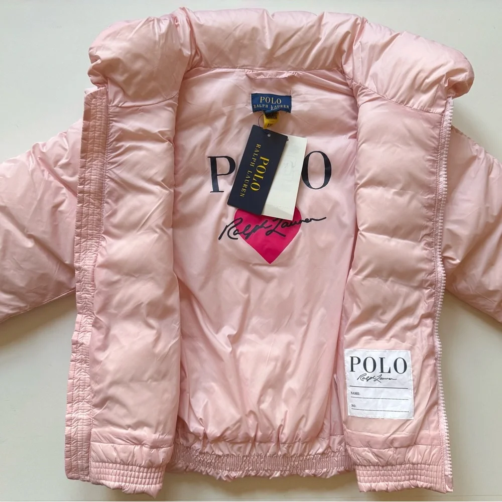 Polo Ralph Lauren Girls Pink Ruffled Adjustable Puffer Jacket & Vest - Size 6